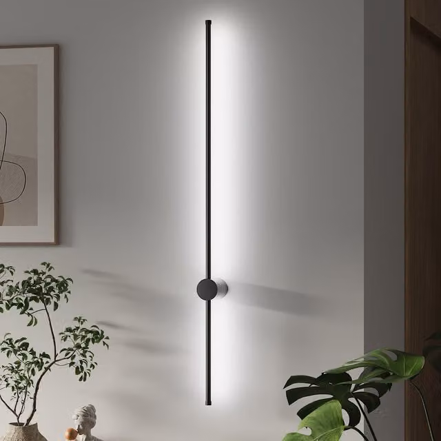 Lifeideas Rotatable LED Straight Wall Light in Black and White with Cool White Light, 100 cm