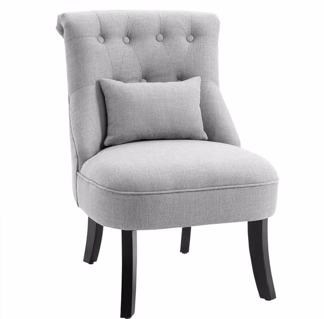 HOMCOM Grey Fabric Tub Chair with Armrests and Metal Frame for Living or Dining Rooms