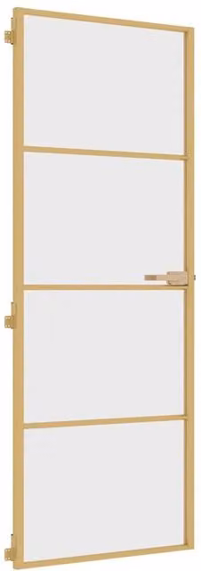 Berkfield Home Slim Golden Interior Door with Tempered Glass and Aluminium, W: 76 cm, H: 201.5 cm