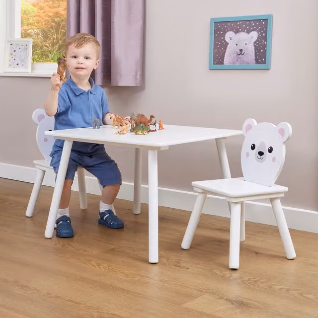 Liberty House Toys White Pine Childrens Table and Three Chairs Set