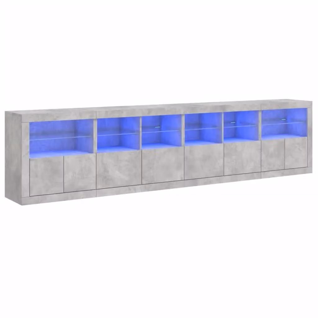 Berkfield Home Modern Sideboard with Integrated LED Lights in Grey, W: 283 cm, D: 37 cm, H: 67 cm – 2