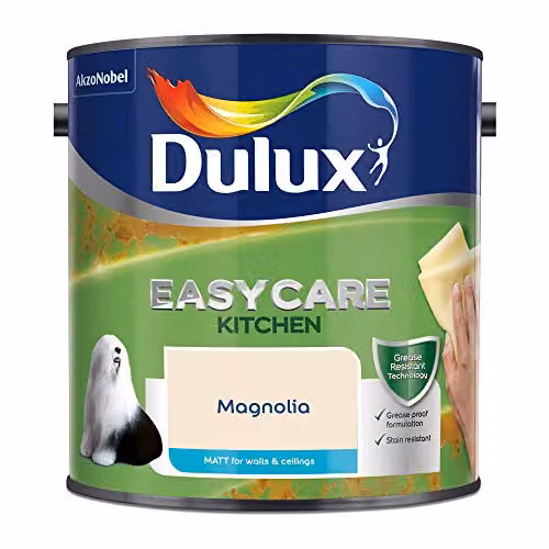 Dulux Easycare Kitchen Matt Emulsion Paint for Walls and Ceilings, White or Beige, 2.5 Litres – 2