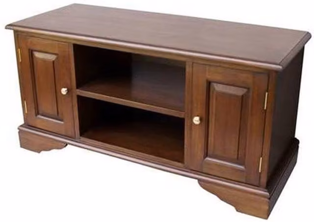 Lock Stock and Barrel Furniture Ltd Widescreen TV Cabinet in Brown Mahogany Wood, W100 x D40 x H50 cm – 1