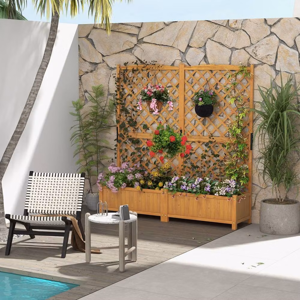 Costway Tall Standing Wooden Raised Garden Bed Planter in Brown – 6