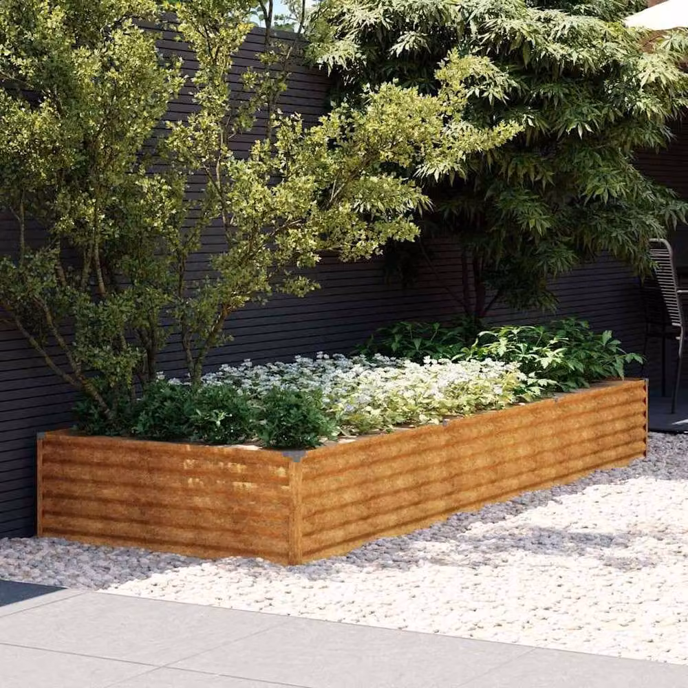 Berkfield Home Garden Corten Steel Raised Bed in Brown, W: 291 cm, D: 100 cm, H: 36 cm – 1
