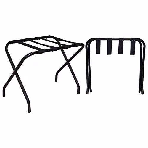 Harbour Housewares Folding Metal Luggage Racks, Black, Pack of 2, W/D/H: 55.0 x 38.0 x 67.0 cm – 1