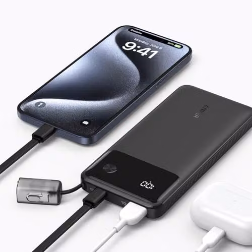 Anker Powercore 10000mAh 22.5W Portable Charger with USB-C Lanyard Cable, Black – 3