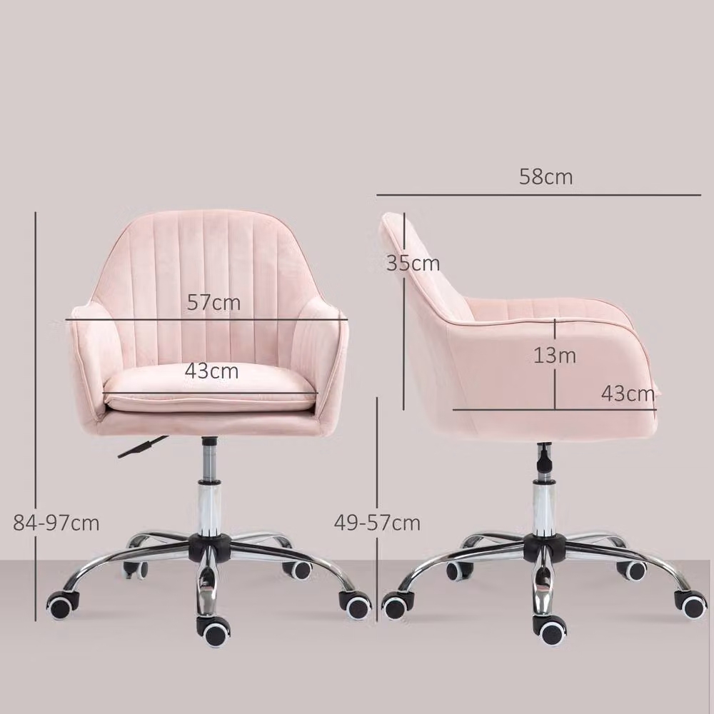 ERGOVEXA Pink Velvet-Feel Tub Task Chair for Home Office and Bedroom – 2
