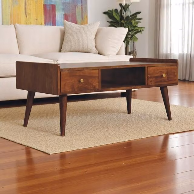 Artisan Furniture Scandinavian Solid Mango Wood Media Unit in Brown