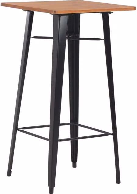 Berkfield Home Bar Table in Black, Solid Pine Wood and Steel, W/D/H: 60 x 60 x 108 cm – 1