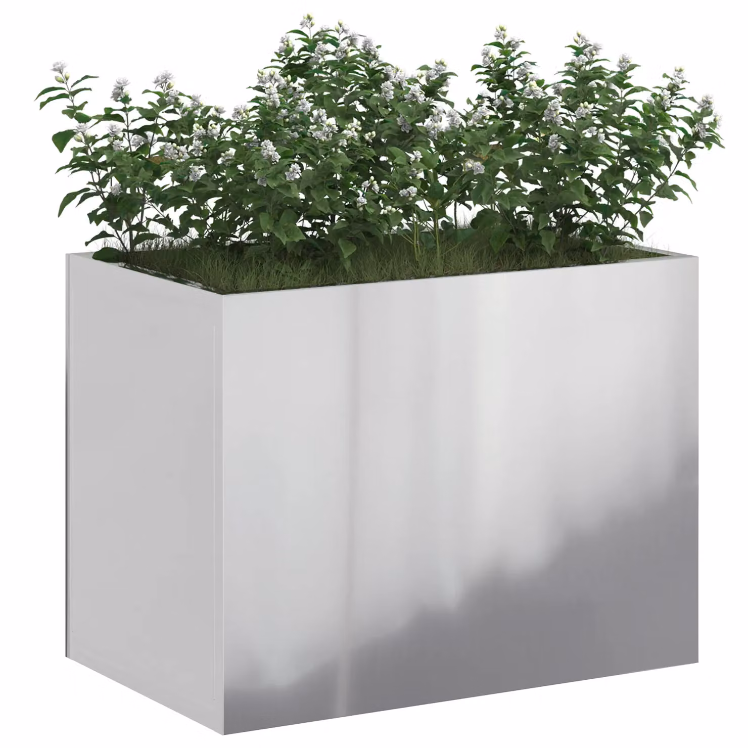 Berkfield Home Silver Galvanised Steel Garden Planter Tub W: 50 cm, D: 32 cm, H: 40 cm – 3