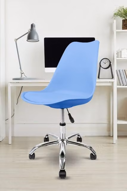 Fusion Living Soho Blue Plastic Dining Chair with Swivel Base
