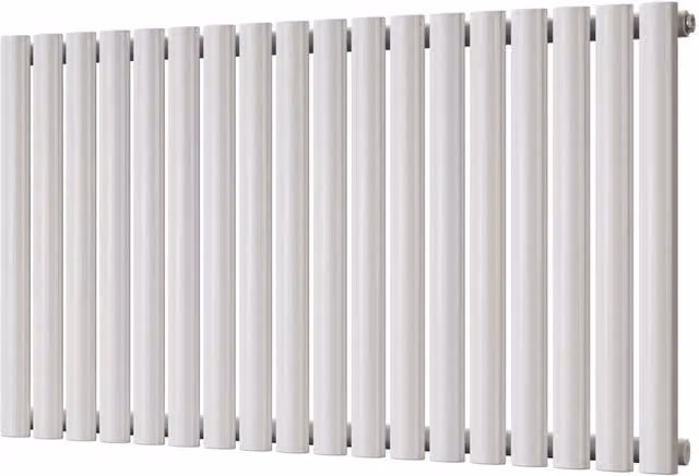 Omeara White Elliptical Tube Horizontal Designer Radiator, W: 104.4 cm, H: 60 cm