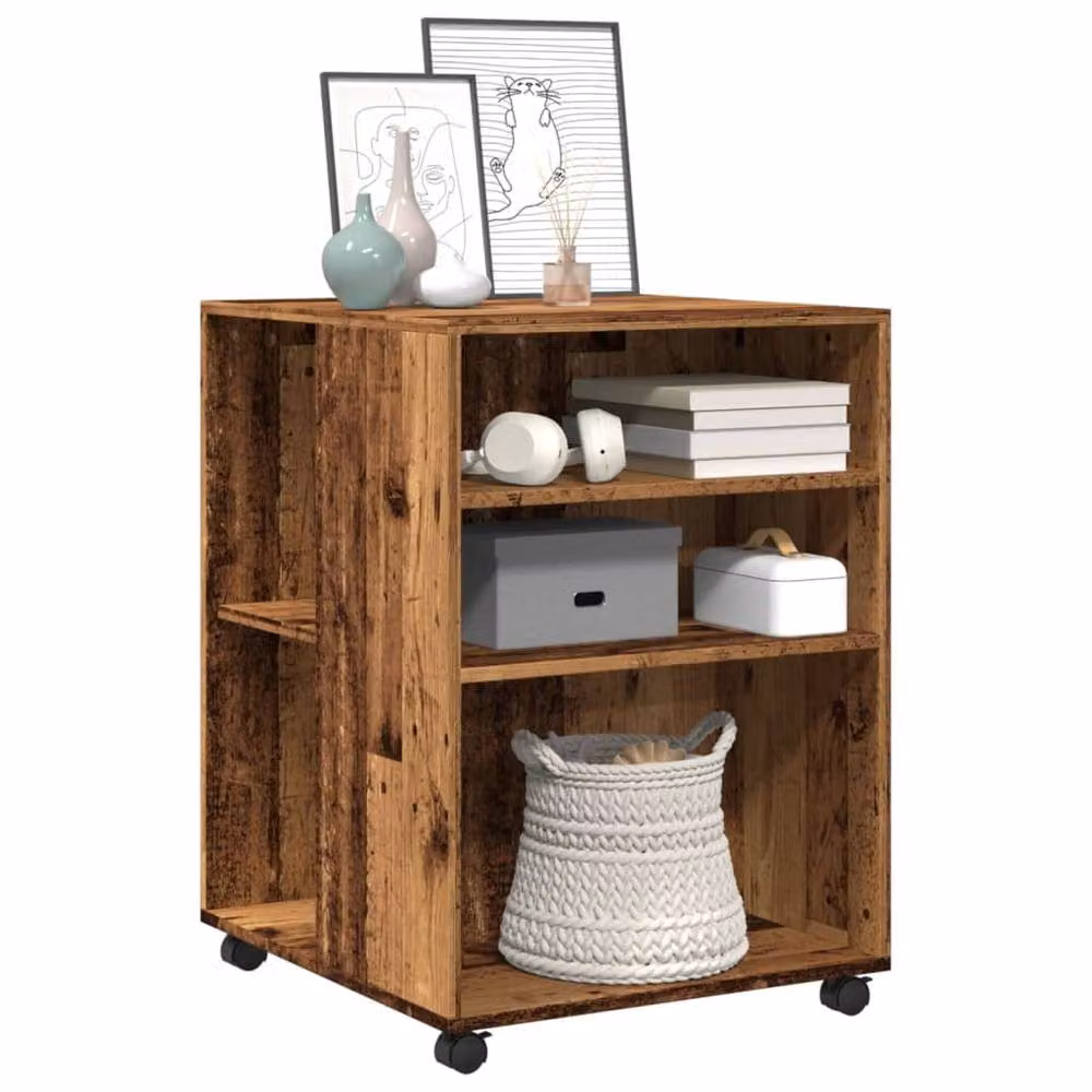 Berkfield Home Side Table with Wheels in Old Wood Brown, W/D/H: 55 x 60 x 78 cm – 3