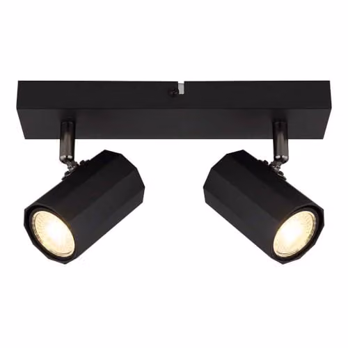 Globo Lighting Black Metal Adjustable Ceiling Spotlight with 2x GU10 Sockets, L 26 x W 6 x H 14.5 cm