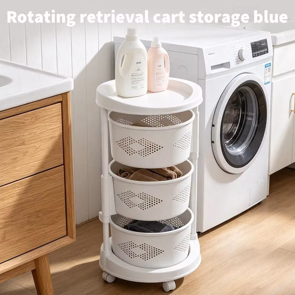 KORVIXA Rotating Freestanding Vegetable Rack in White, W: 90 cm x D: 90 cm – 2