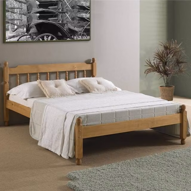 Amani Colonial Style Solid Wood Double Bed Frame in Natural Waxed Pine