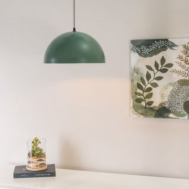 ValueLights Stassi Mushroom Dome Metal Hanging Pendant Ceiling Light in Green – 1