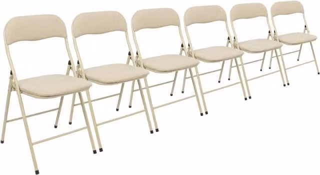 Harbour Housewares Pack of 6 Beige Fabric Padded Metal Folding Chairs