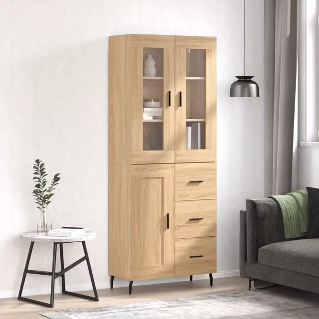 Berkfield Home Sonoma Oak Highboard in Brown, W/D/H: 69.5 x 34 x 180 cm – 1