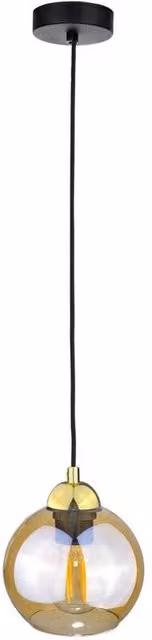 Netlighting Ambre Dome Pendant Ceiling Light in Gold/Brass with Transparent Glass, Diameter: 15 cm, E27