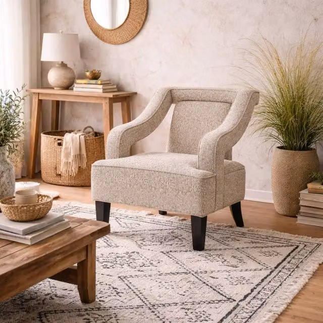 Wyld Haus Letterkenny Armchair in Beige Velvet Fabric