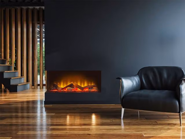 Acantha Aspire 75 Corner View Media Wall Electric Fire, Black