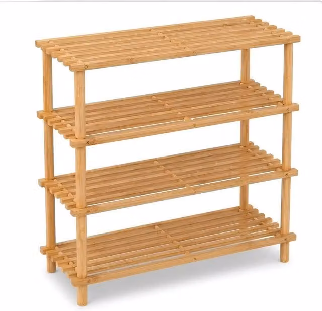 FORGEVIO 4 Tier Wooden Shoe Rack in Brown, Width: 50 cm