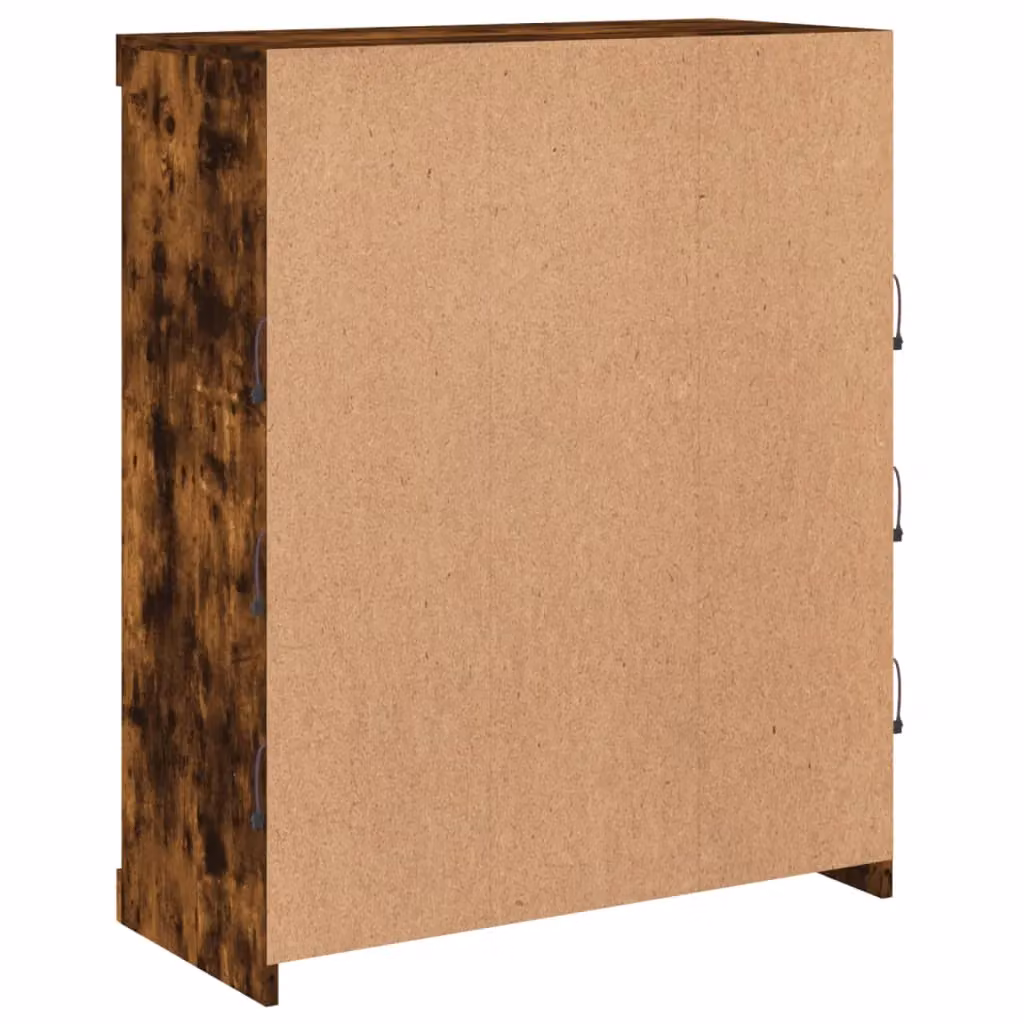 Berkfield Home Modern Smoked Oak Sideboard with Integrated LED Lights in Brown, W: 81 cm, D: 37 cm, H: 100 cm – 5
