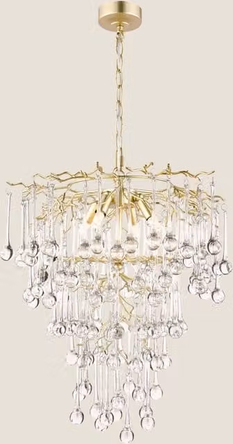 Laura Ashley Willow Droplet Pendant Light in Gold and Crystal
