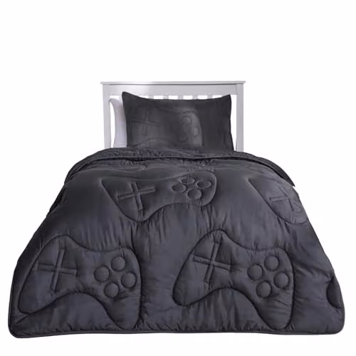 OHS Double Coverless Microfibre Quilted Duvet and Pillowcase Set, 7.5 Tog, Grey, W/D/H: 200 x 200 x 200 cm