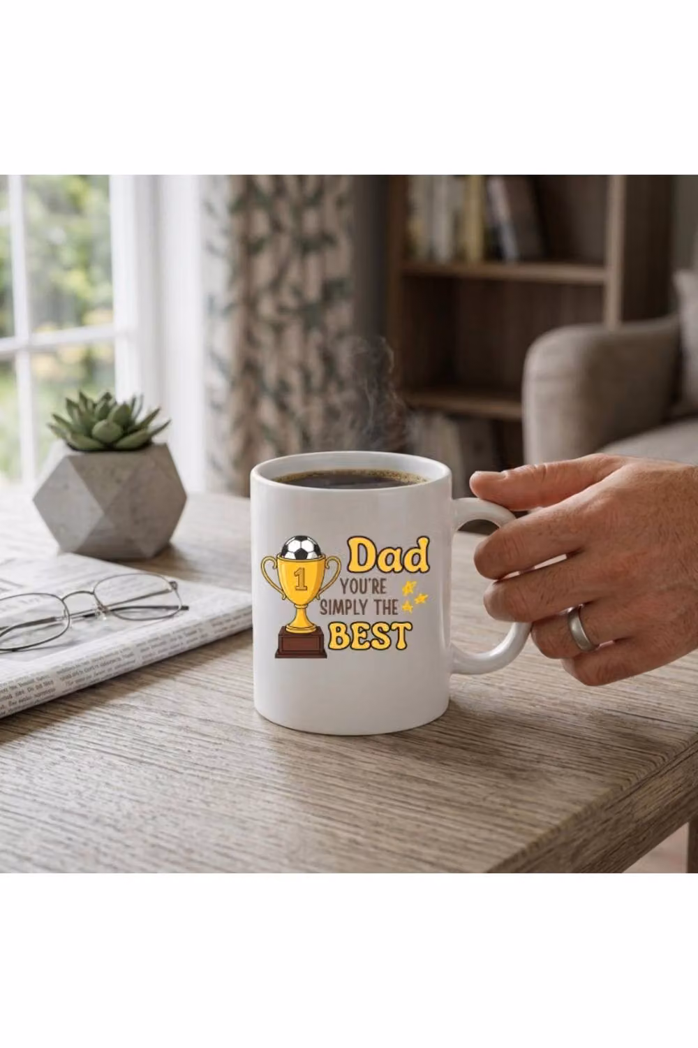 Dyzi Dad Youre Simply The Best Ceramic Coffee Mug in White and Gold – 2
