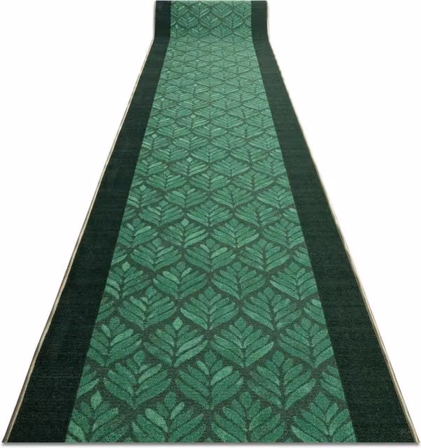 RugsX Anti-Slip Leaves Runner in Green, W: 67 cm, L: 260 cm