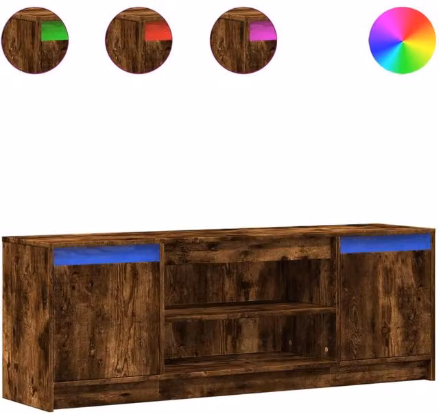 Berkfield Home Modern TV Cabinet in Smoked Oak Brown with LED, W: 139.5 cm, D: 50 cm, H: 34 cm