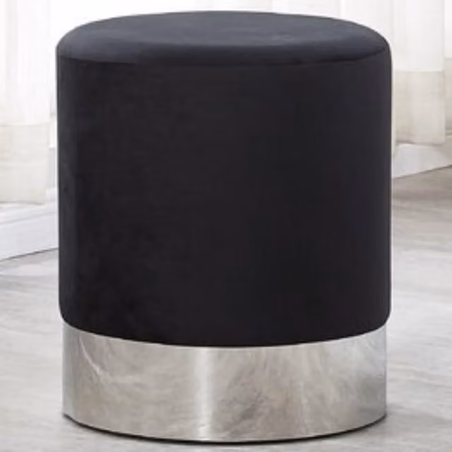 Life Interiors Darlington Modern Cylindrical Velvet Pouffe - Black