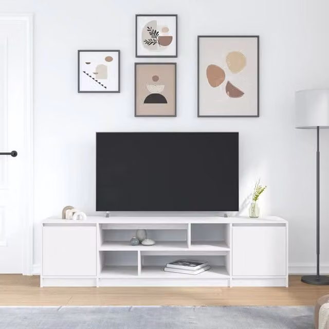 Berkfield Home Modern White TV Cabinet W: 188.5 cm, D: 41 cm, H: 50 cm – 1