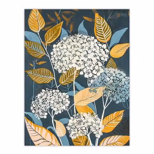 Artery8 Blue Hydrangea Flowers Floral Bouquet Wall Art Paper Poster Print, 46 x 61 cm – 1