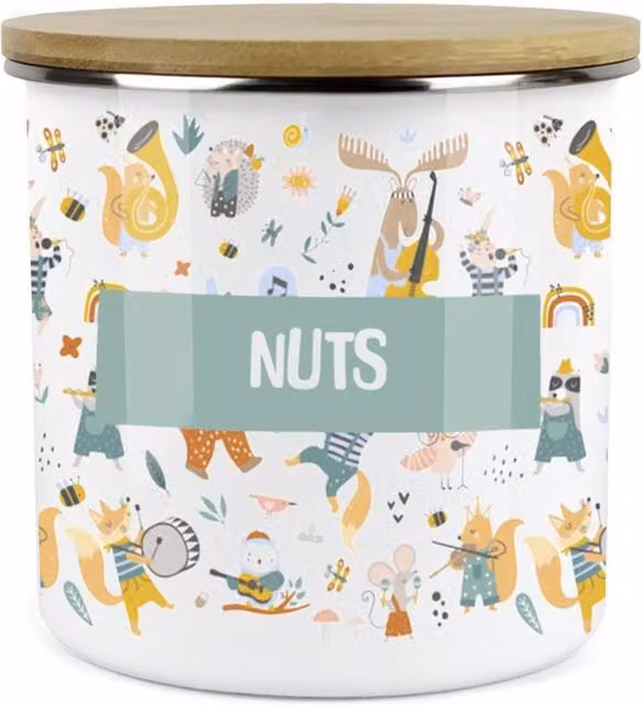 Purely Home Musical Animals Childrens Mini Snack Pot in Blue and Multicolour Metal Enamel