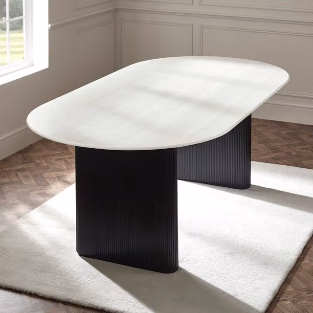 Julian Bowen Bolivia Effect Oval Dining Table in White and Black