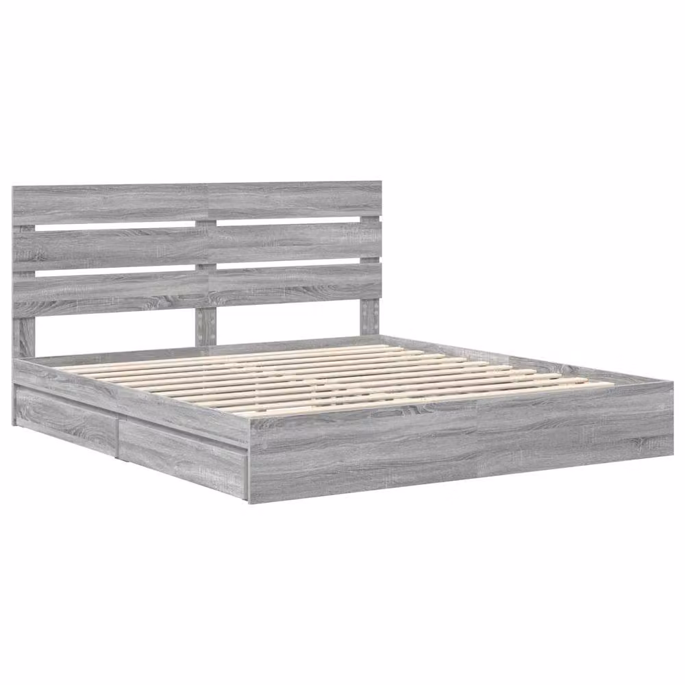 Berkfield Home Grey Sonoma Modern Storage Bed with Drawers, Engineered Wood, 200 x 200 cm – 2