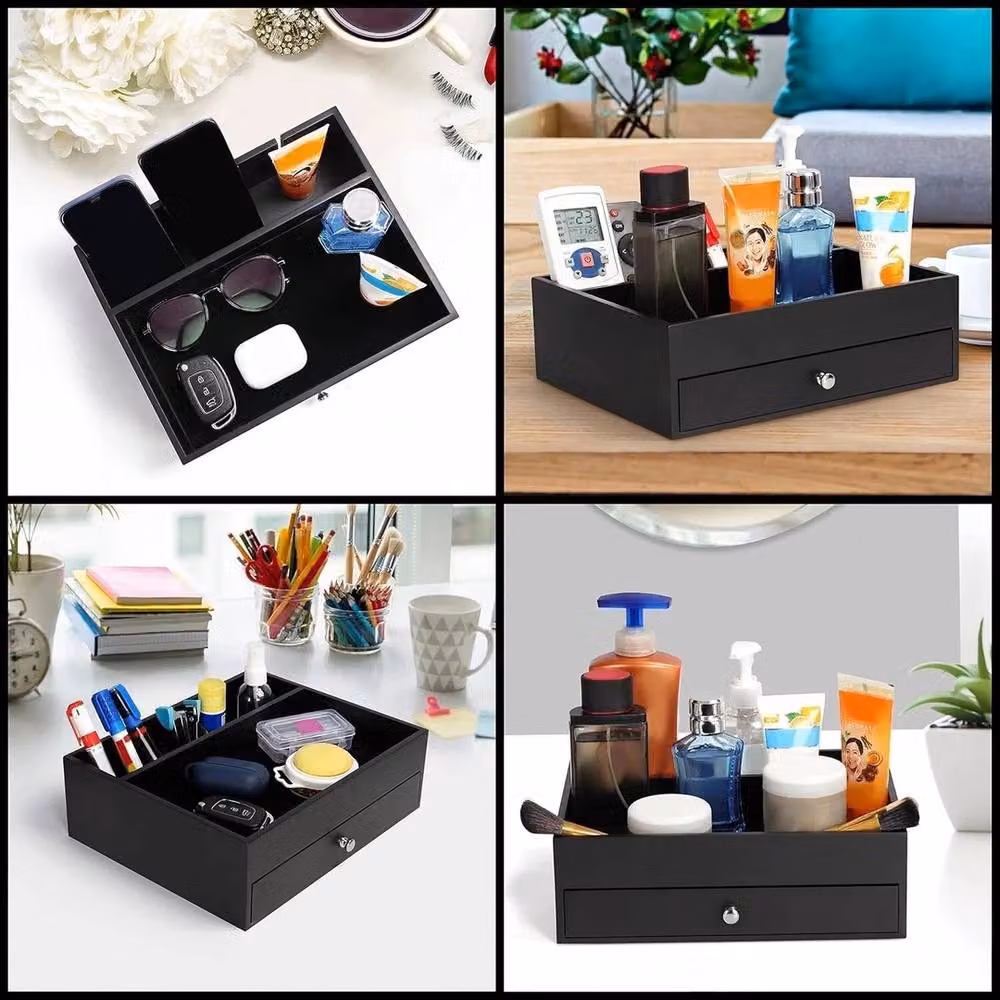 Havendro Black Solid Wood Dresser with Organiser Tray and Drawer – 4