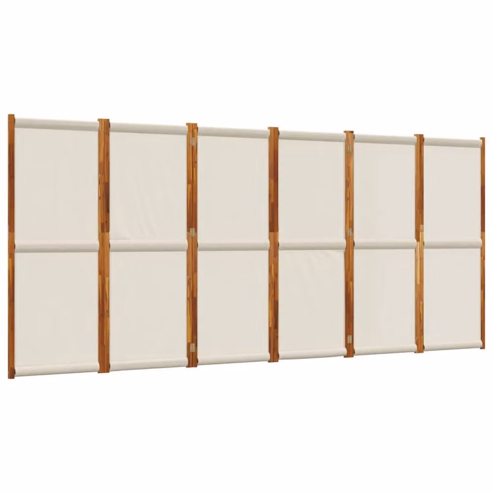 Berkfield Home 6-Panel Acacia Wood Room Divider in Light Grey, W: 420 cm, H: 180 cm – 2