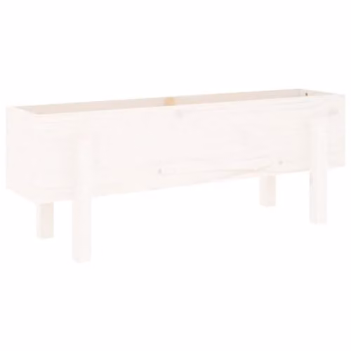 vidaXL White Lacquered Pine Wooden Raised Bed W/D/H: 101 x 30 x 38 cm