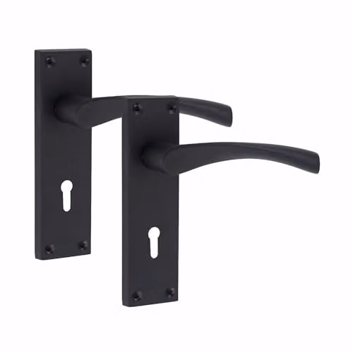 Golden Grace Astrid Lever Lock Door Handle Set in Matt Black Zinc – 2