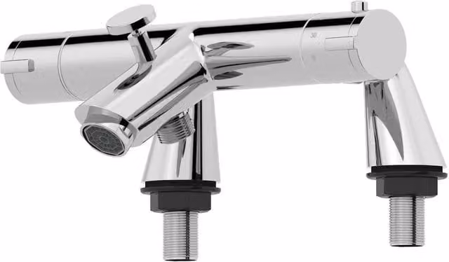 Hinsinc Luxury Wall Mounted Thermostatic Bath Filler and Shower Mixer Tap in Silver Chrome