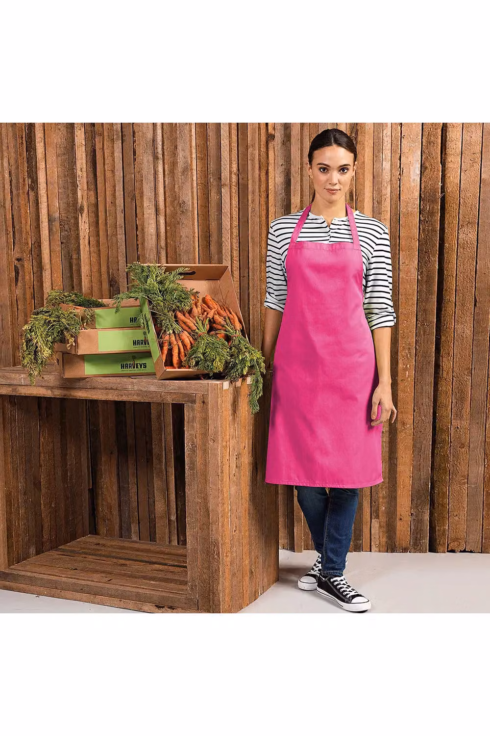 Premier Colours Poly Cotton Bib Apron in Raspberry Red and Pink – 2