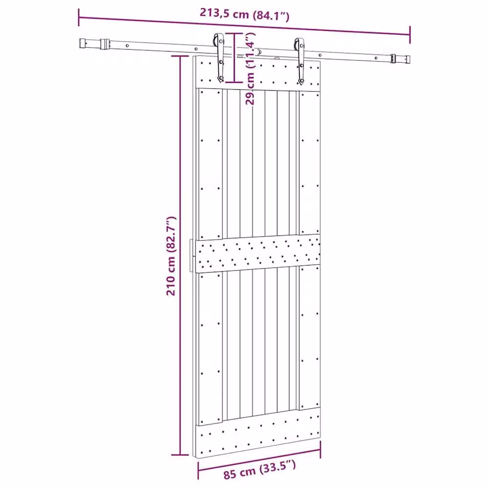 Berkfield Home Modern Sliding Door with Hardware Set in Beige Solid Wood and Steel, W: 85 cm, H: 210 cm – 3