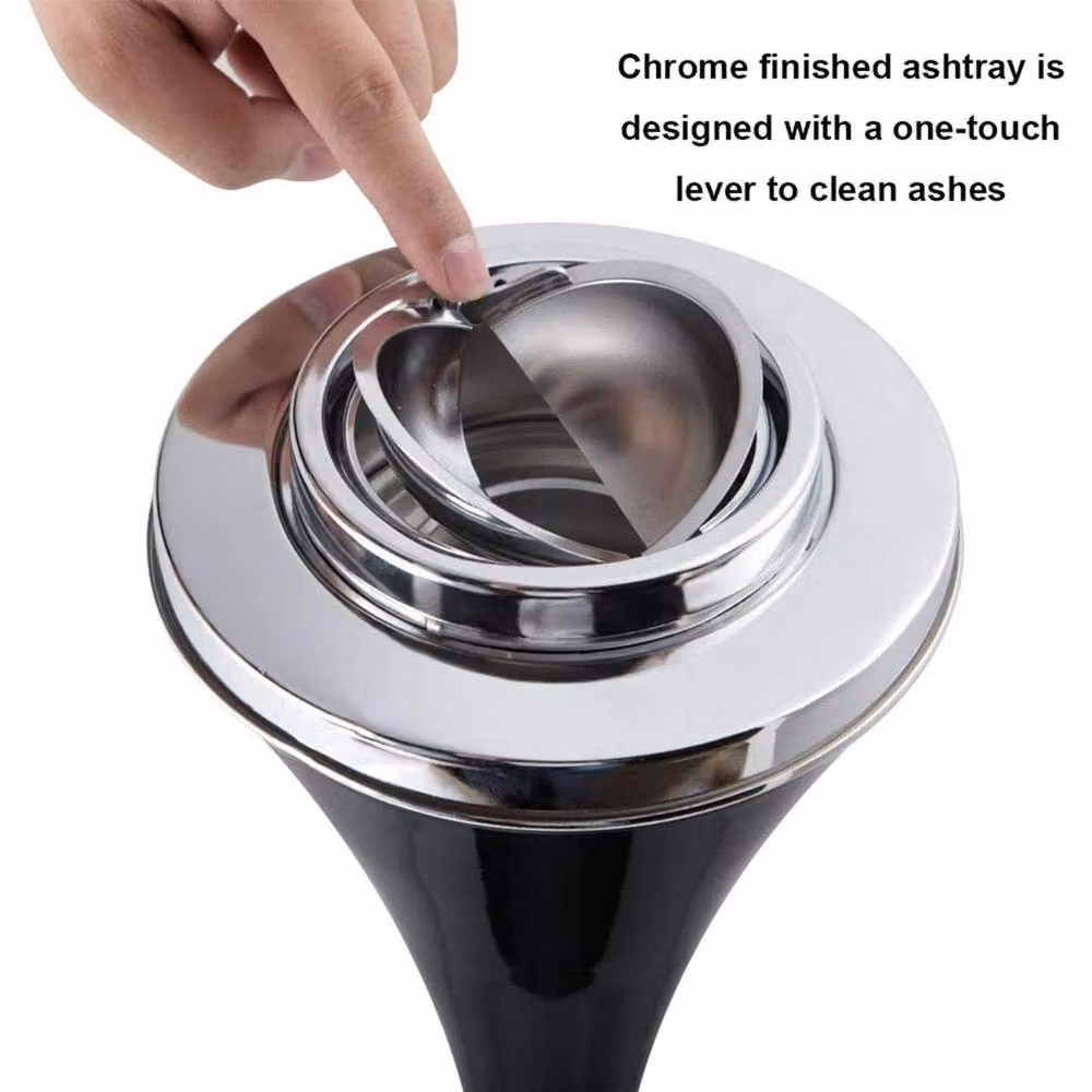 NESTLUNE Large Freestanding Standing Floor Ashtray in Black Metal, Height: 100 cm, Width: 15 cm, Depth: 15 cm – 5