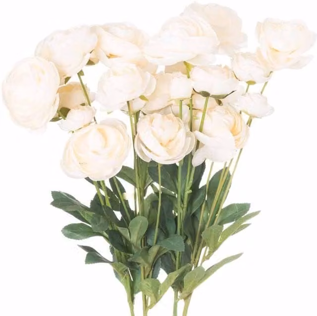 Lemon Pavilion Ranunculus Artificial Flower in Cream and Beige, W32 x D8 x H80 cm