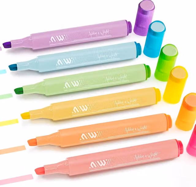 Ashton and Wright ElectroGlide Triangular Chisel Tip Highlighters, Pack of 6, Multicolour Pastel